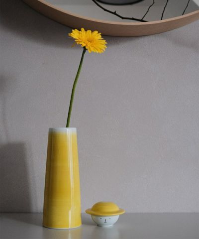 グレー 陶器 フラスコ型 花瓶 グレー陶器フラスコ型花瓶