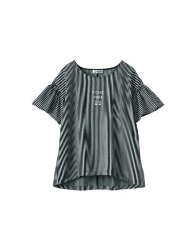 コットン混冷感ギャザー袖ブラウス