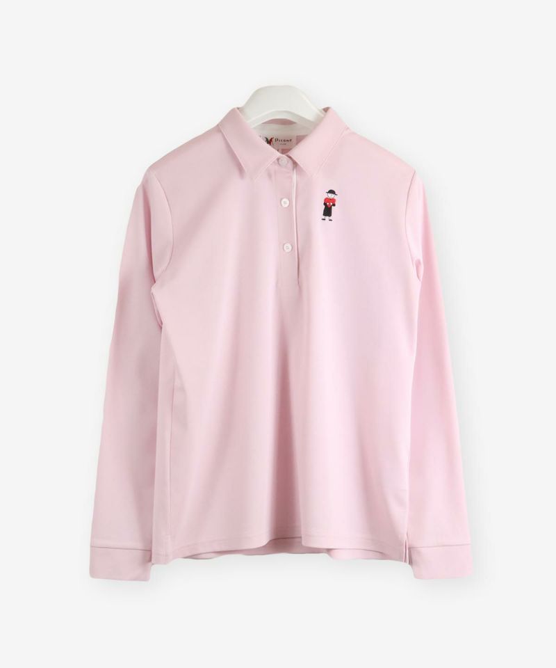 コットン混長袖ポロシャツ（ピンク）
