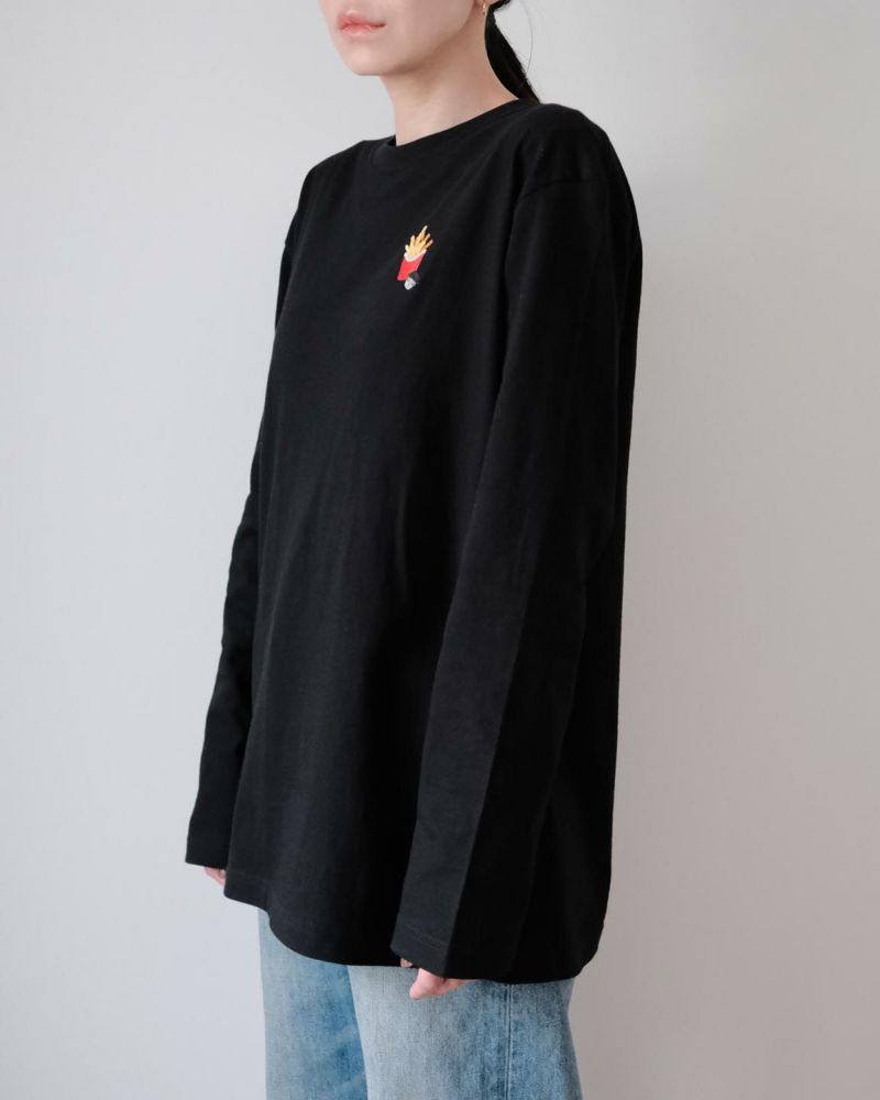 ロングスリーブTシャツ斜（ブラック）