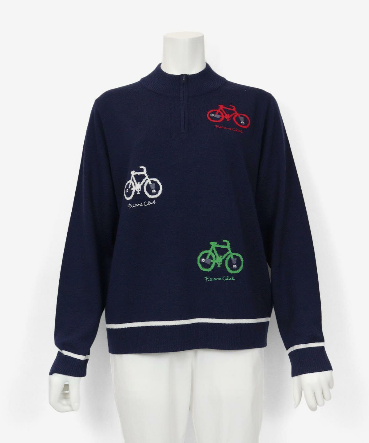 Picone Club 自転車刺繍 ハイネックセーター サイズM 長袖ポロシャツ
