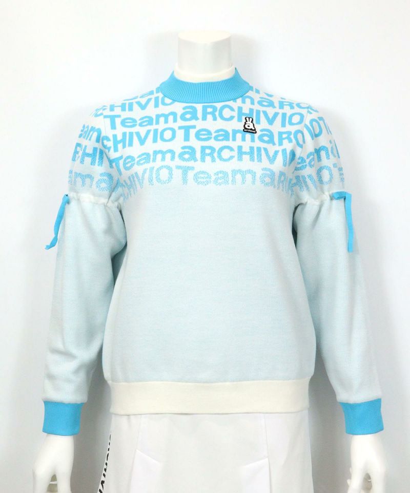 ARCHIVIO アルチビオ　タートルネック　ニット　水色　ゴルフ　長袖　ロゴ ARCHIVIO アルチビオ タートルネック ニット 水色 ゴルフ 長袖 ロゴ