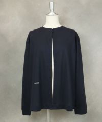 ニット×シフォンプリントカーディガン(ネイビー)