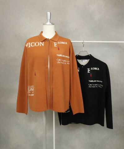 １ボタン襟付きニットカーディガン