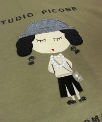 スパンコール刺繍長袖Tシャツ（カーキ）デザイン部分アップ