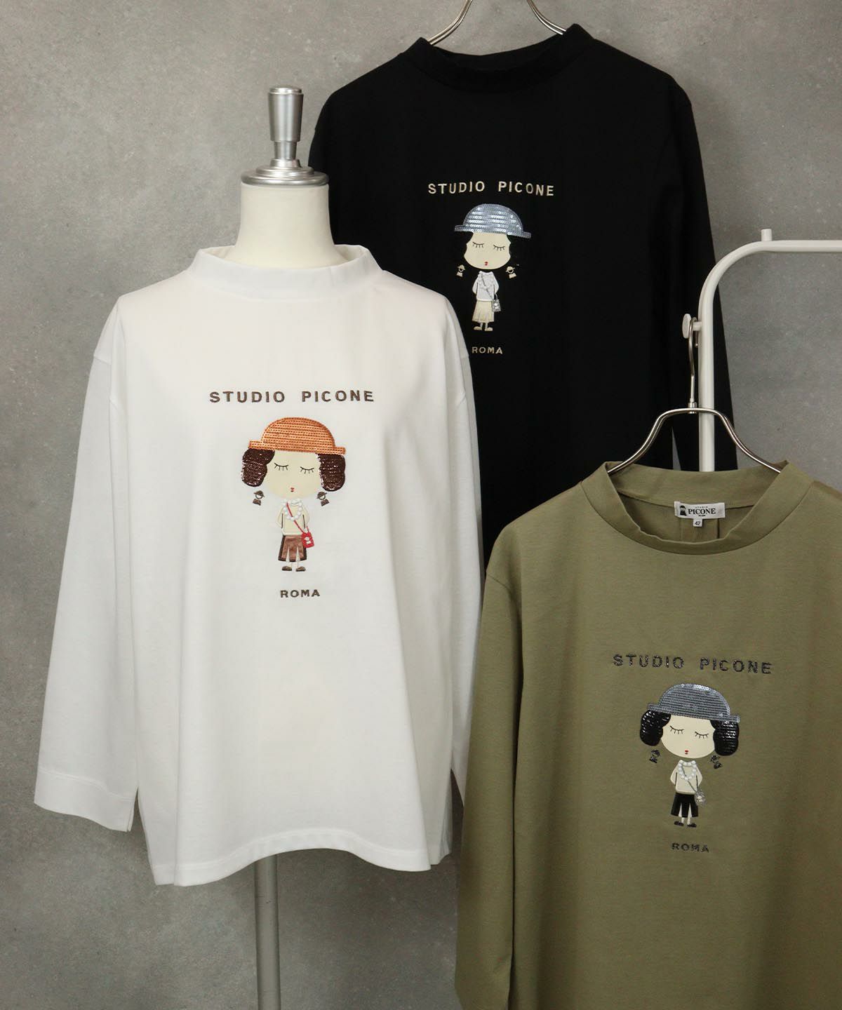 スパンコール刺繍長袖Tシャツ|スタジオピッコーネ - ゴルフウェアや 
