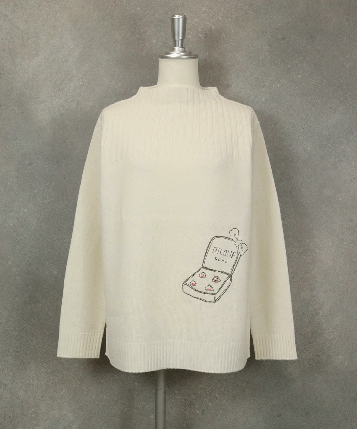 ウール100%リブライン刺繍ニット|スタジオピッコーネ ウール100%リブライン刺繍ニット|スタジオピッコーネ