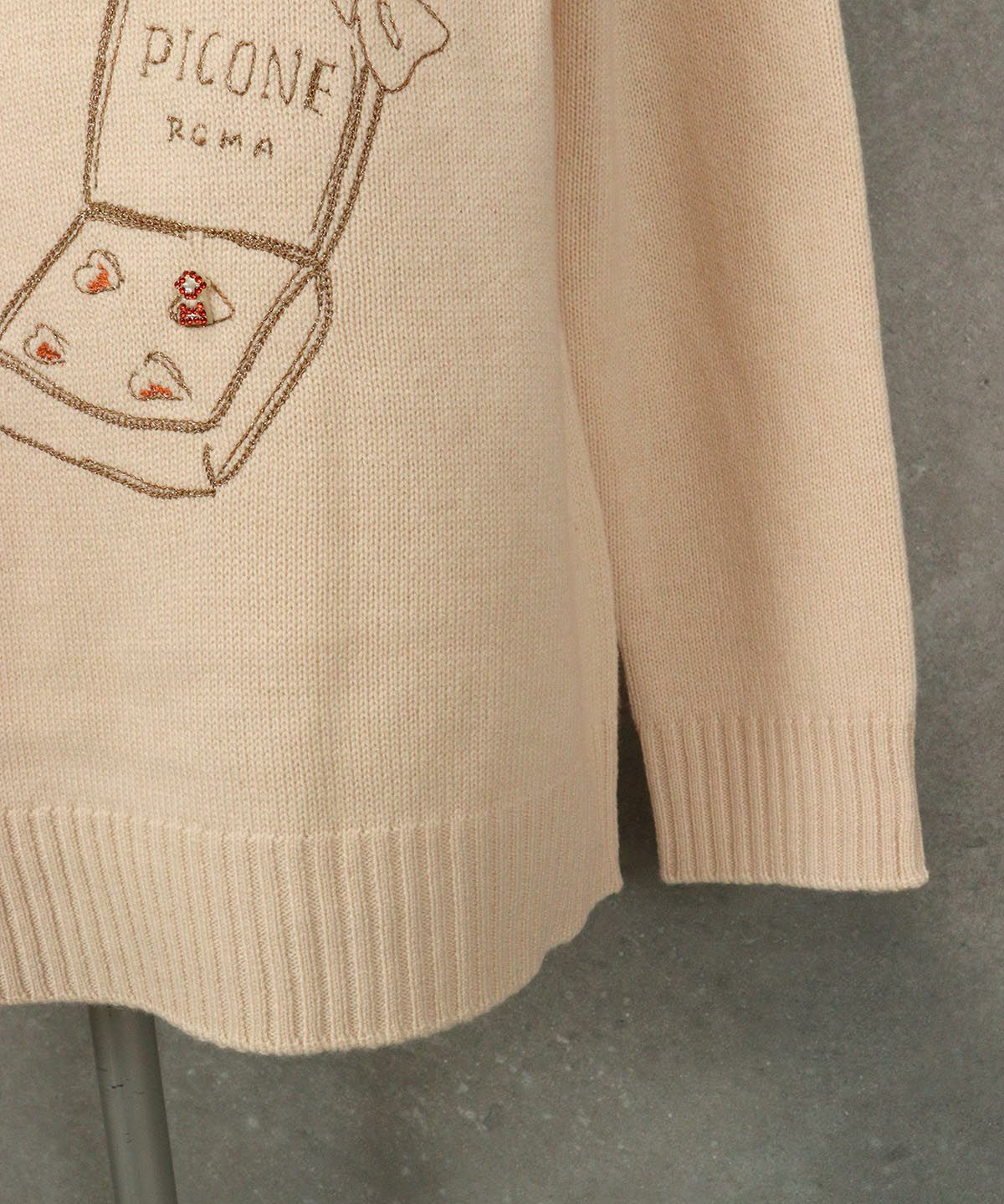 ウール100%リブライン刺繍ニット|スタジオピッコーネ ウール100%リブライン刺繍ニット|スタジオピッコーネ