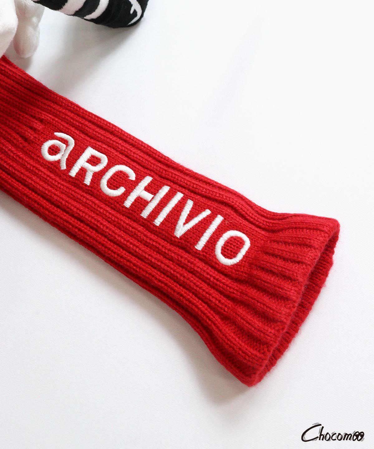 【ARCHIVIO×Chocomoo】人形型ヘッドカバーロゴアップ(ホワイト)