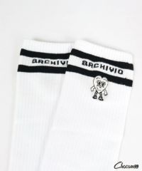 【ARCHIVIO×Chocomoo】刺繍ハイソックス(ホワイト)アップ