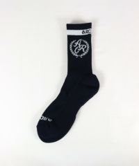【メンズ】エンブレム風ロゴソックス(ネイビー）