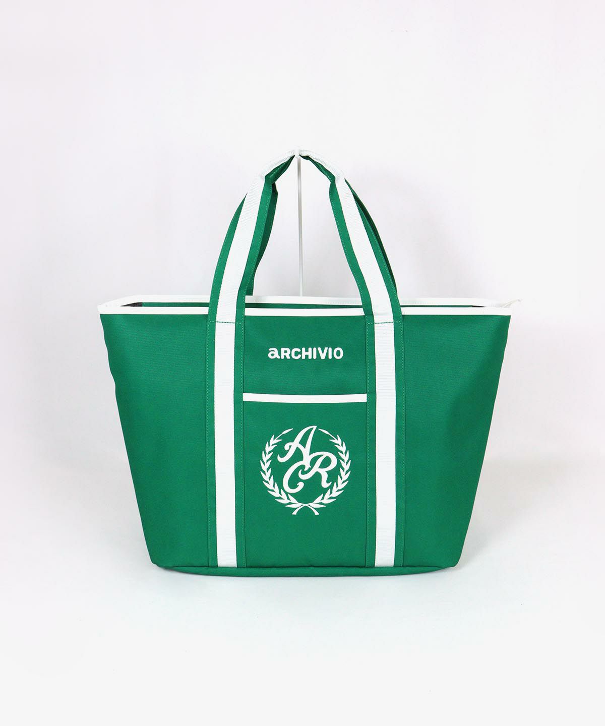 エンブレム風刺繍ボストンバッグ（グリーン）