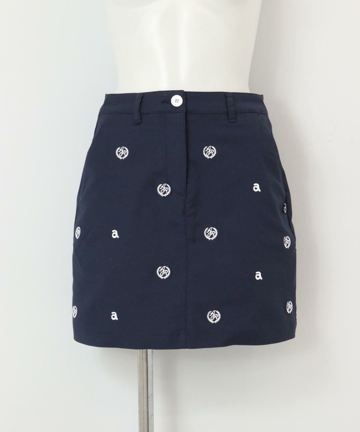 コットン混刺繍スカート（ネイビー）