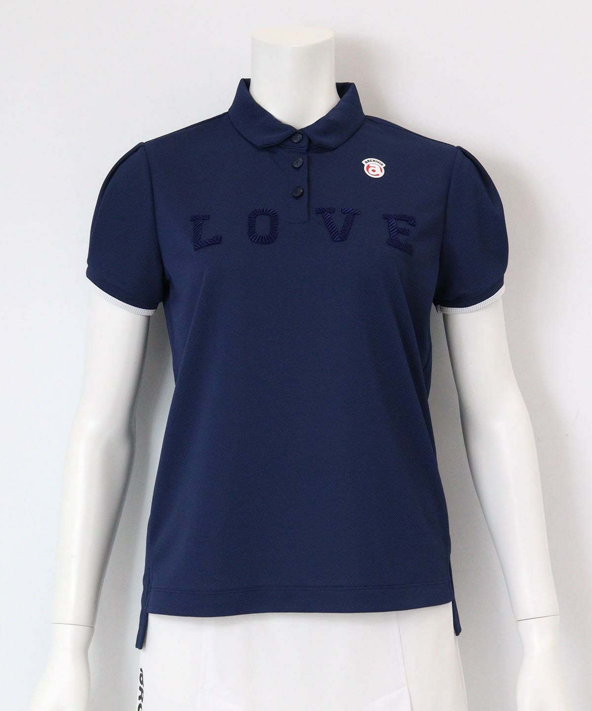 LOVE刺繍ポロシャツ(ネイビー）