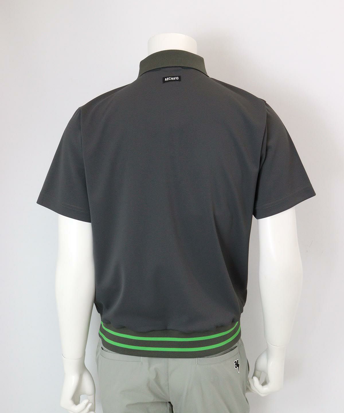 【メンズ】ダブルカノコポロシャツ後（グレー）