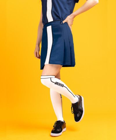 ネイビーWEB限定◆レースラインプリーツスカート