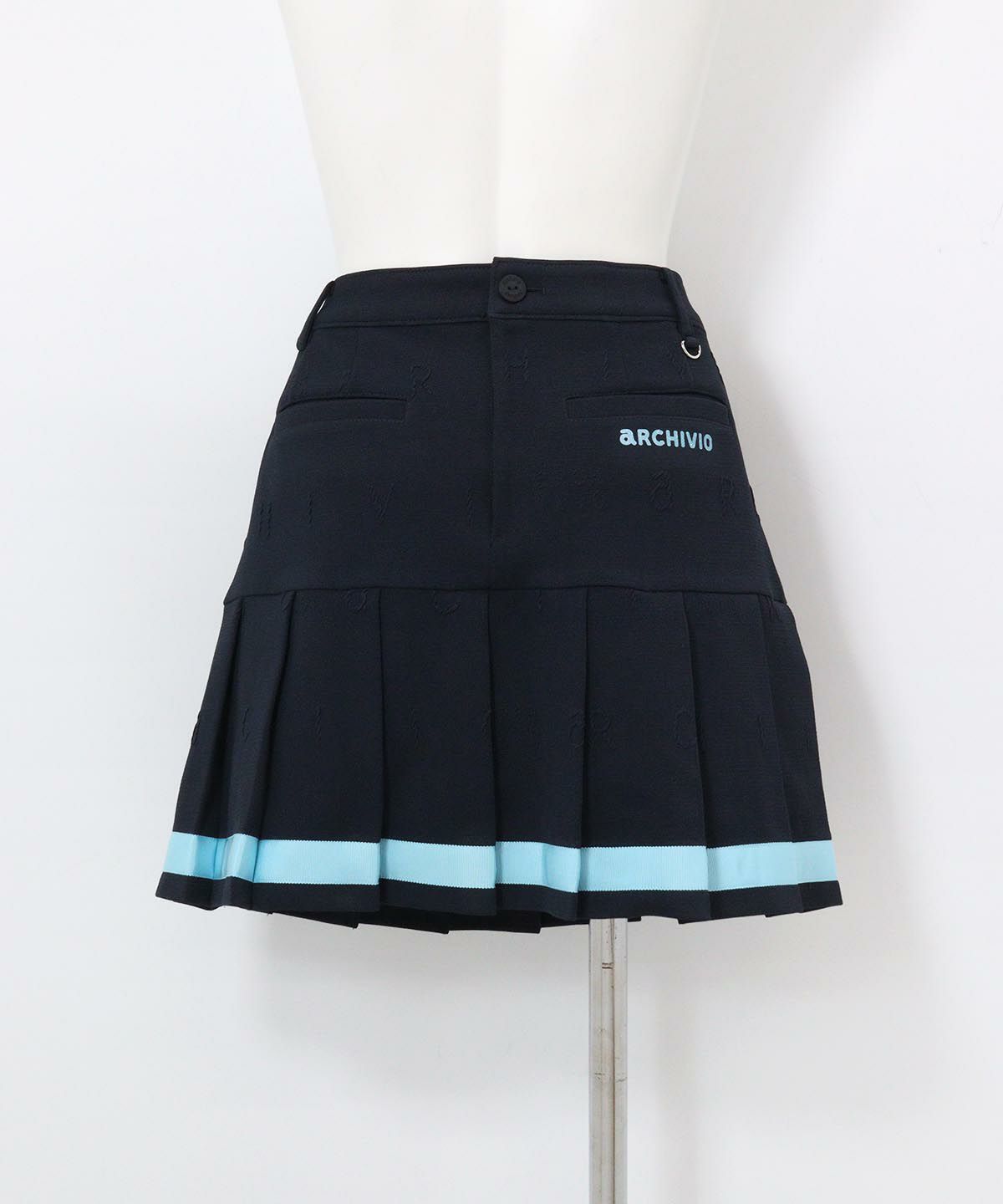 ふくれジャガード裾ラインスカート(ネイビー)後ろ