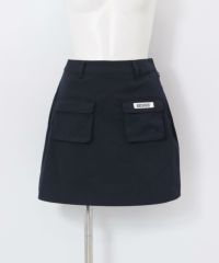 バックロゴプリーツ撥水スカート(ネイビー)前