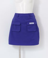 バックロゴプリーツ撥水スカート(ブルー)前