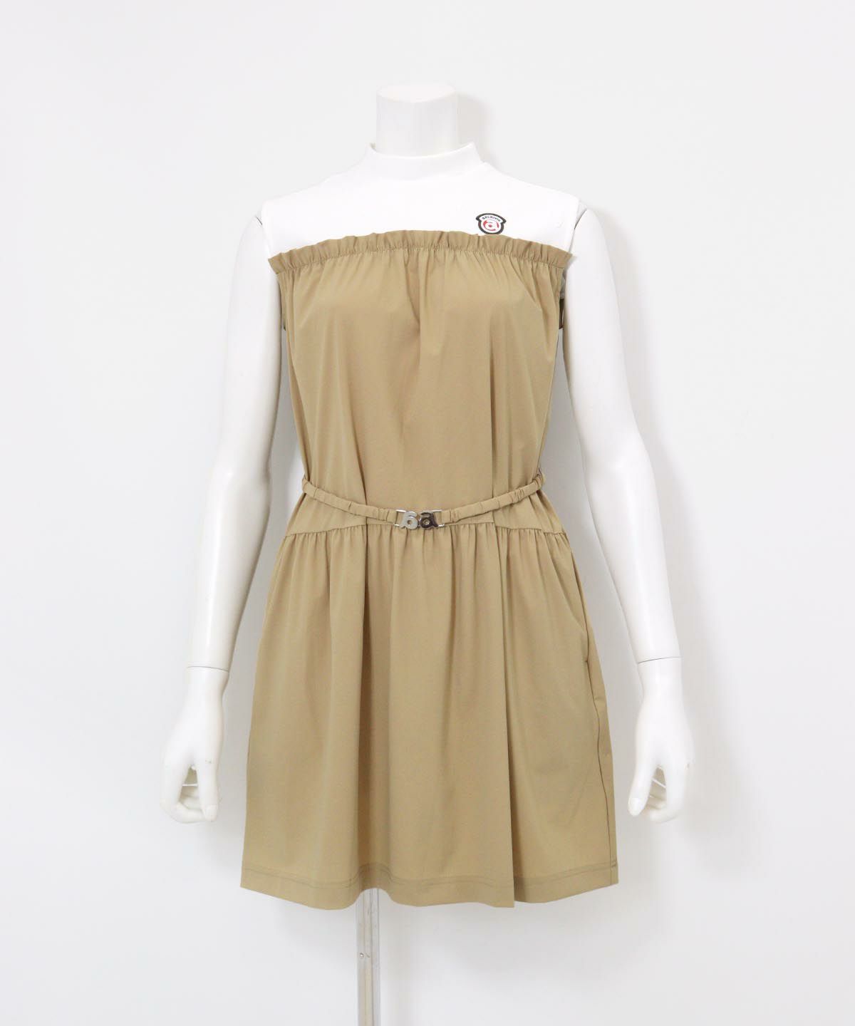 レイヤード風ギャザーワンピース(ベージュ）