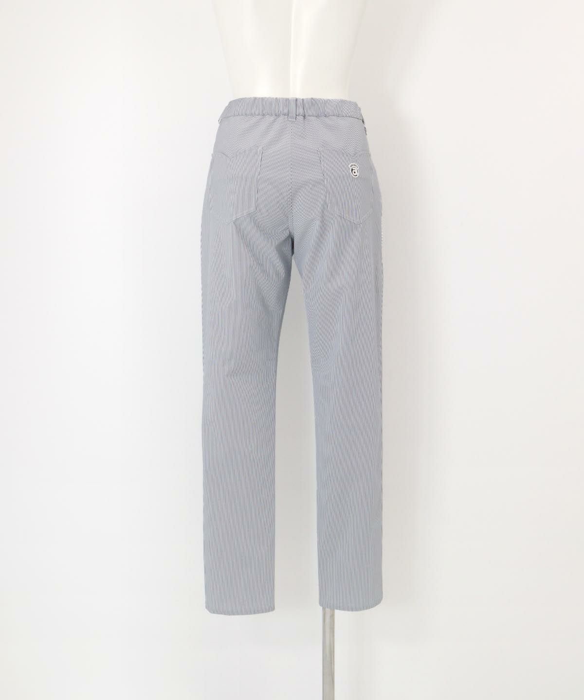 ピンストライプUV遮熱パンツ後（ネイビー）