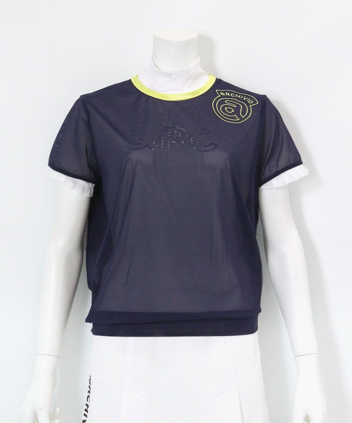 シアー×フリルツインセット(ネイビー）