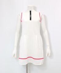 部分メッシュノースリニットワンピース（ホワイト）
