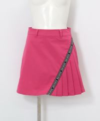 撥水プリーツ切替ラインスカート（ピンク）