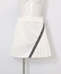 撥水プリーツ切替ラインスカート（ホワイト）