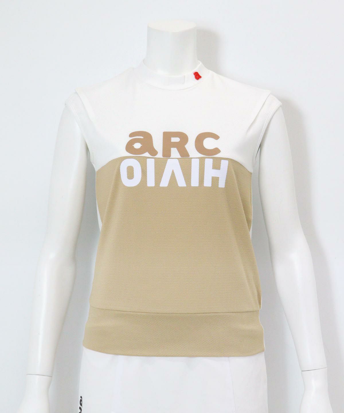 配色ロゴUV速乾ノースリプルオーバー(ベージュ)