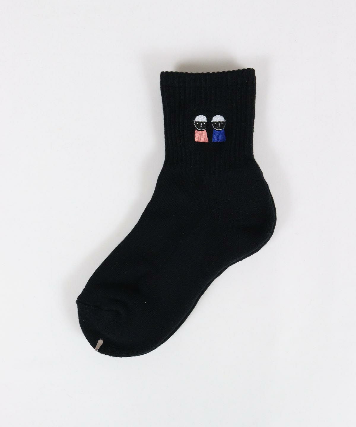 ピコ刺繍ショートソックス(ブラック)