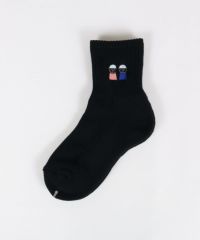 ピコ刺繍ショートソックス(ブラック)