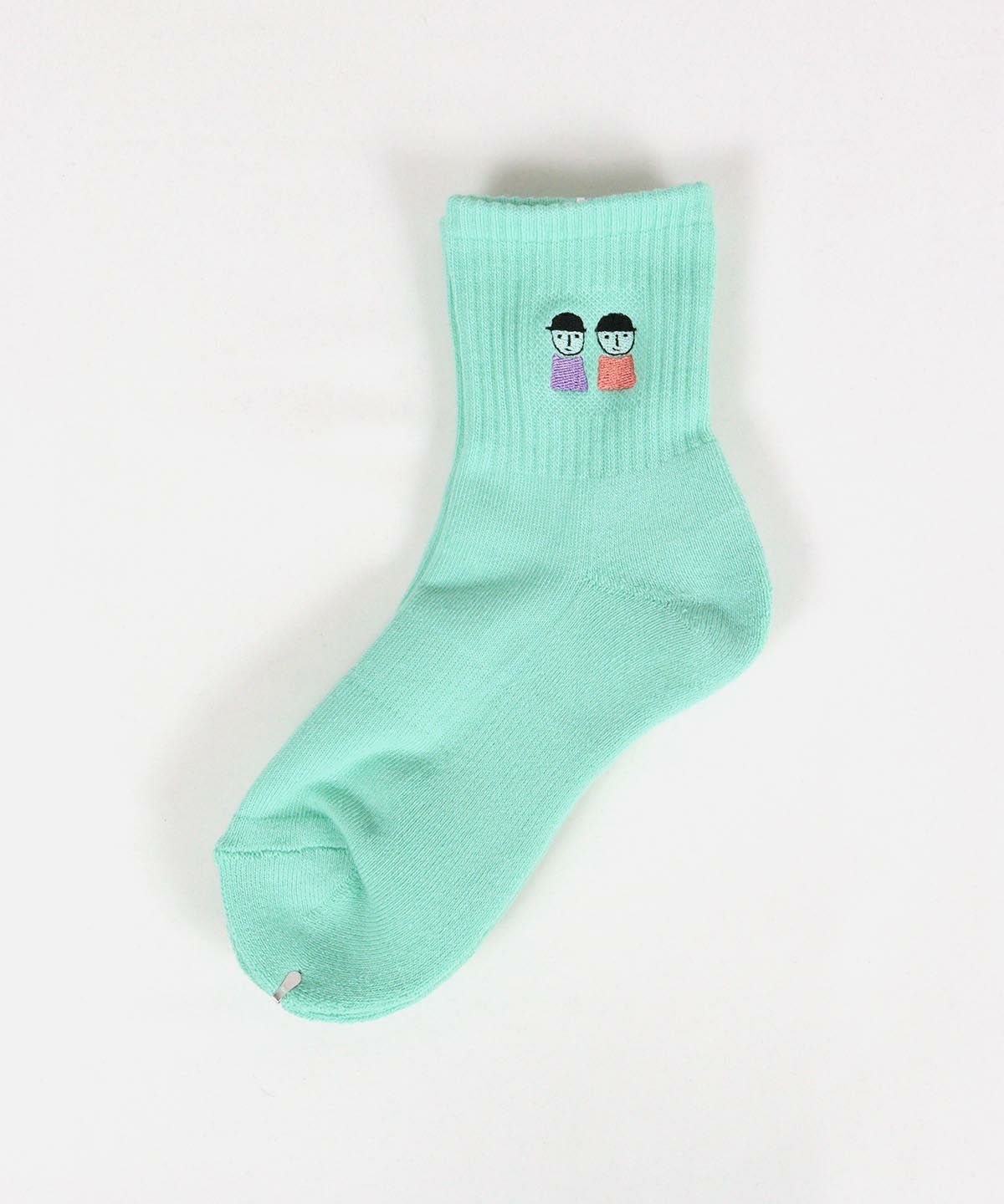 ピコ刺繍ショートソックス(ライトグリーン)