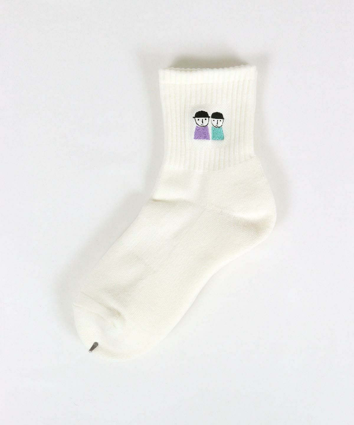 ピコ刺繍ショートソックス(ホワイト)