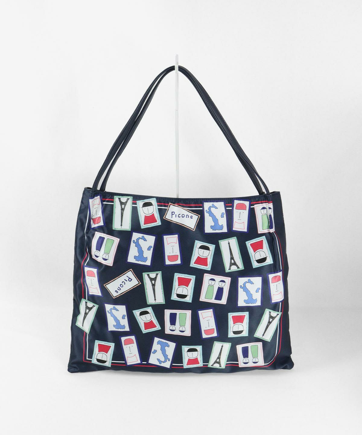 総柄トートバッグ(ネイビー）