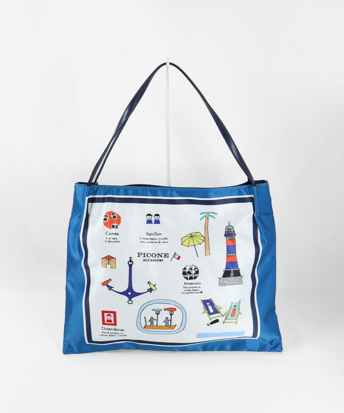 総柄トートバッグ(ブルー）