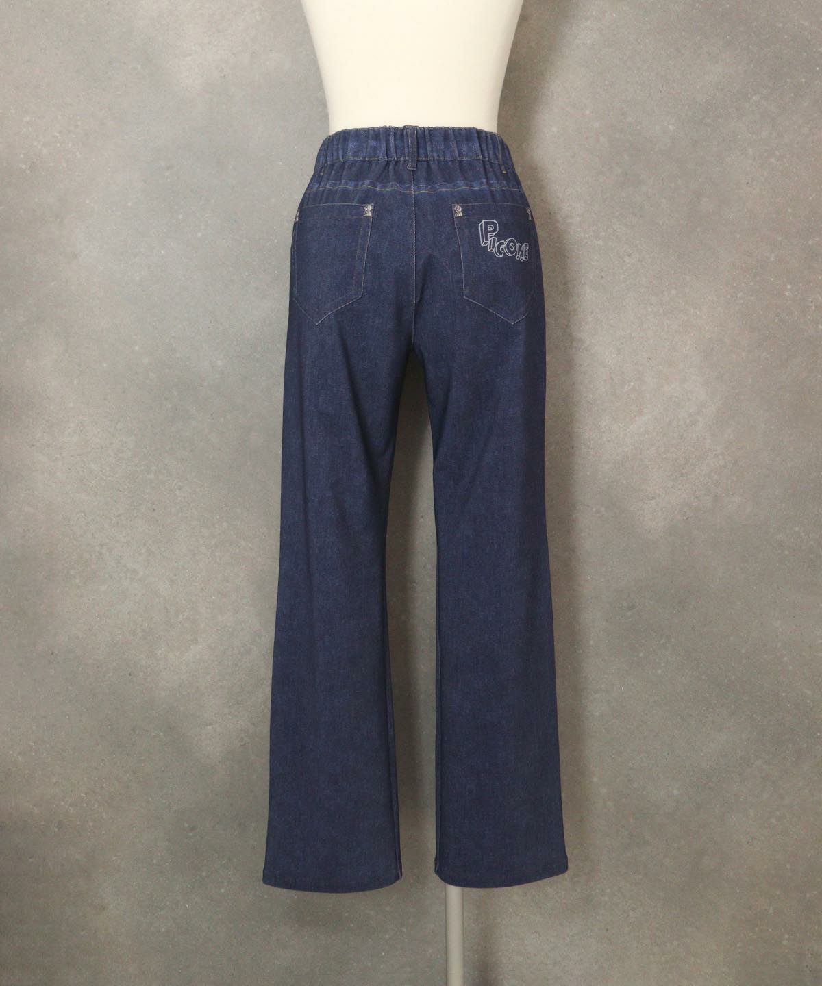 デニム風プリントピコラインパンツ後（ネイビー）