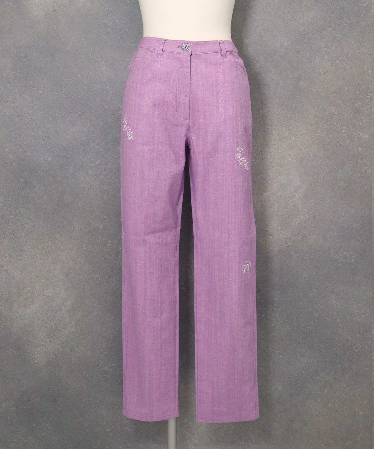 刺繍デニムパンツ（ライトパープル）