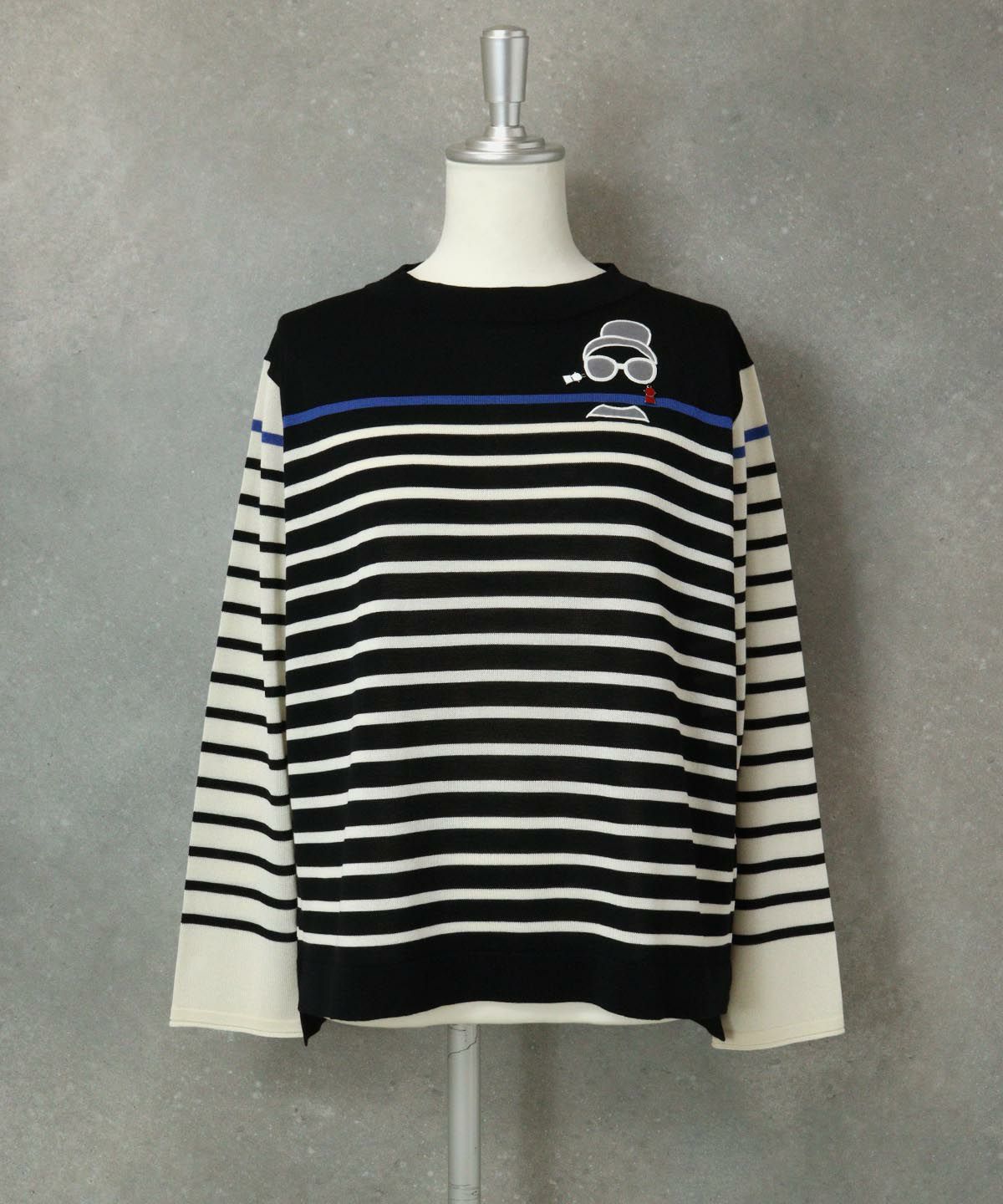 配色ボーダーニット(ブラック）