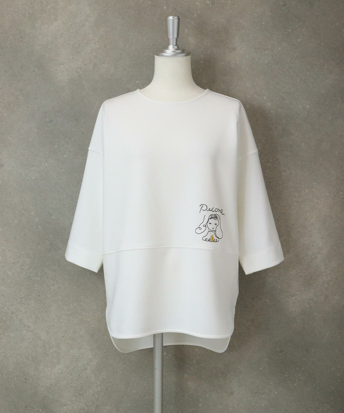 ポイント刺繍七分袖UVプルオーバー（ホワイト）