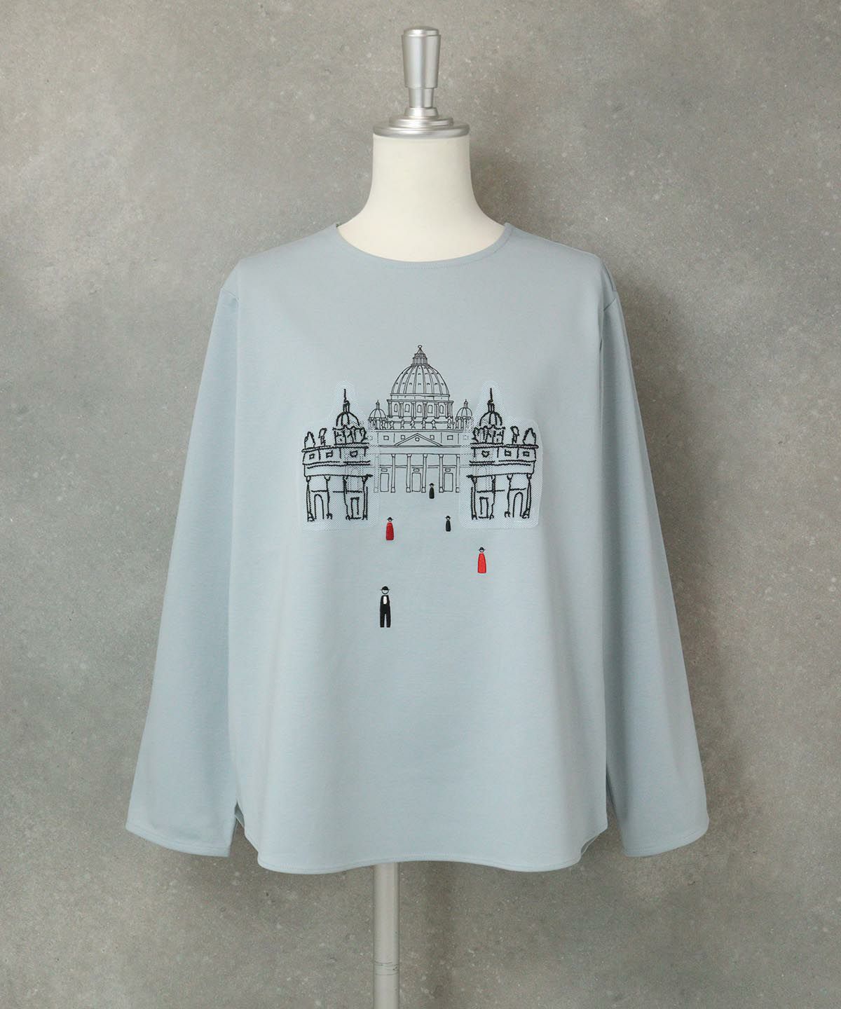 UV冷感ポンチ長袖プルオーバー（ライトブルー）