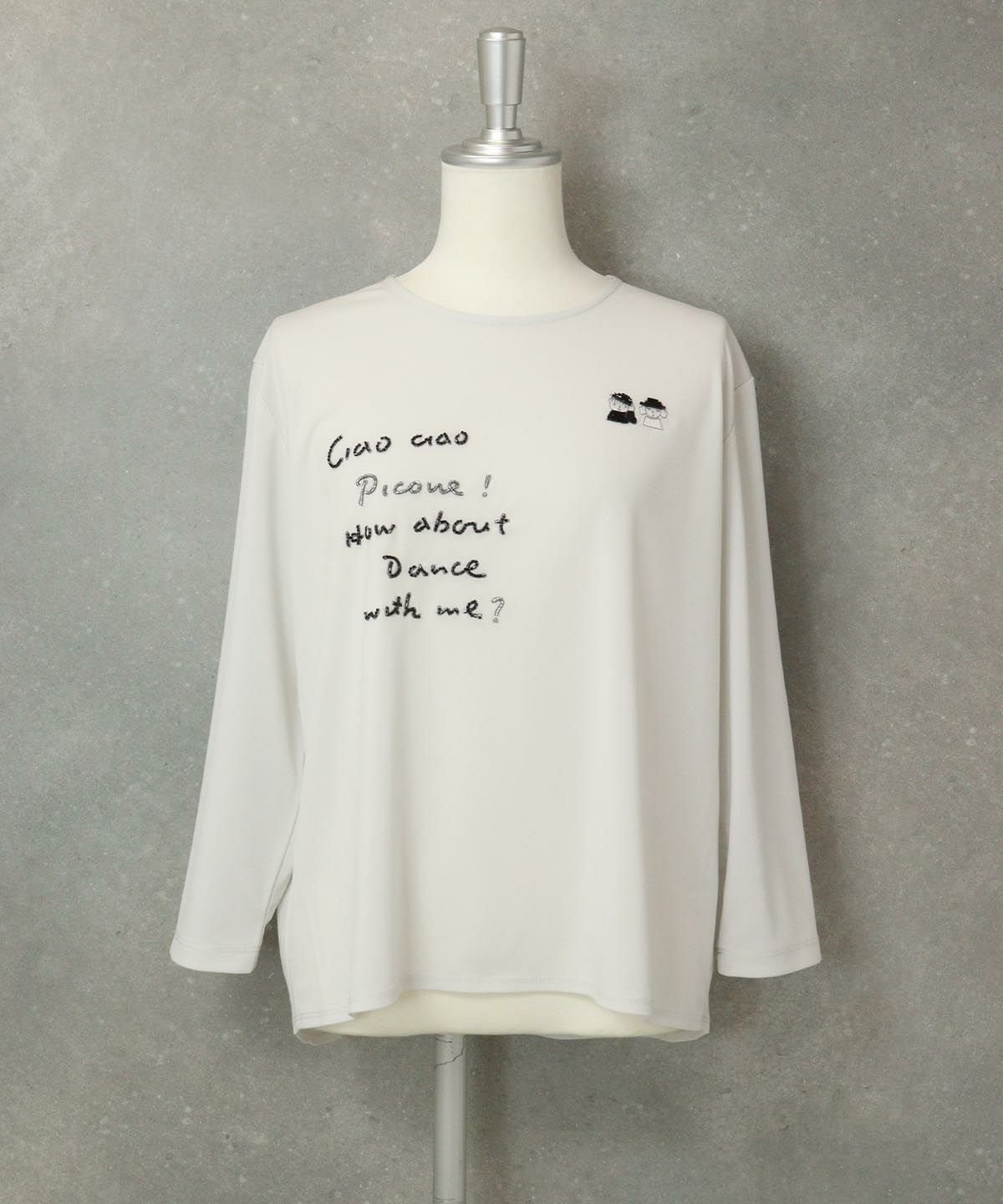 ビーズ刺繍冷感プルオーバー（ライトグレー）