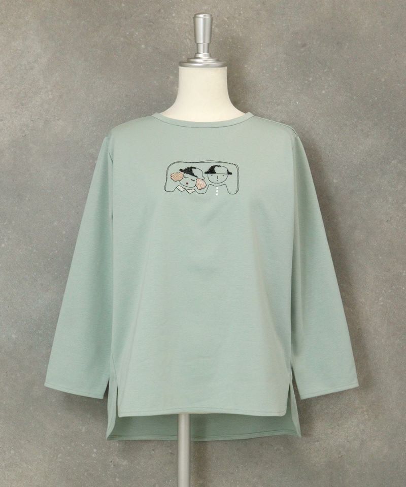 UV冷感デザイン刺繍長袖Tシャツ（ライトパープル）