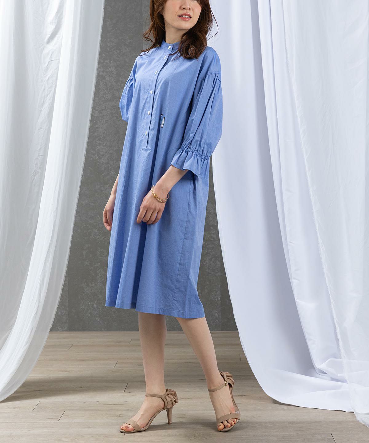 ビーズ刺繍バンドカラーワンピース|スタジオピッコーネ-アウトレット