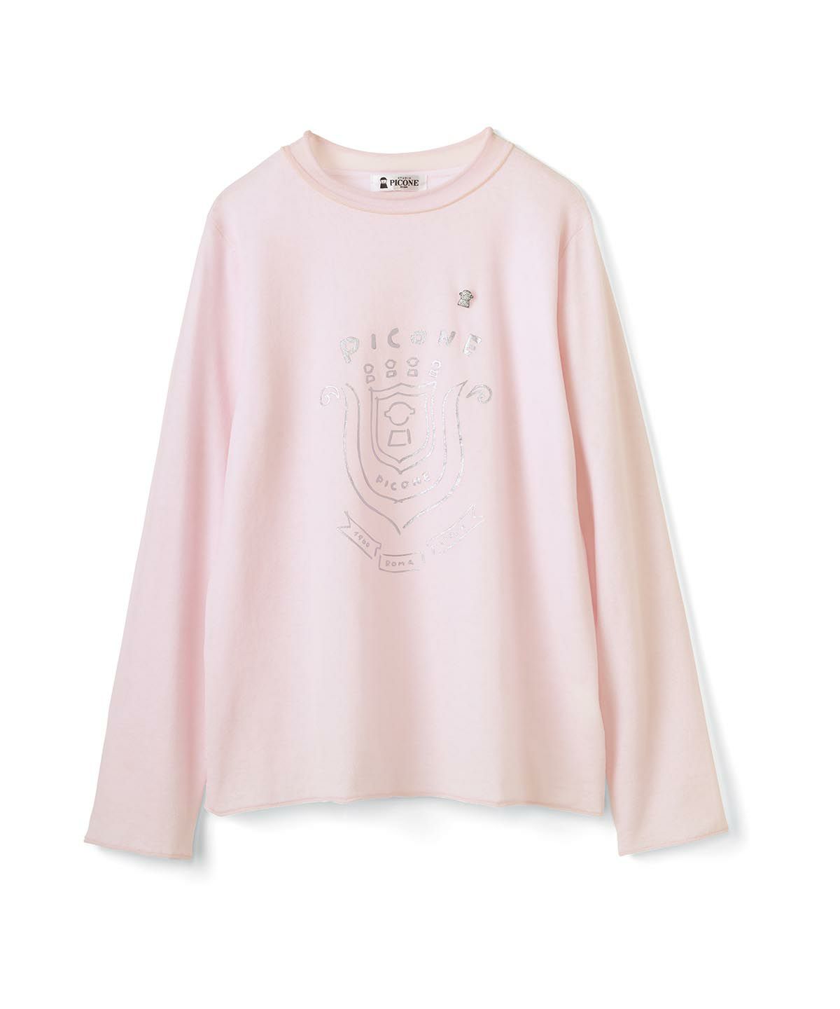 ロール衿シアーニット（ピンク）