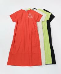 バックベルト刺繍ワンピース(レッド)