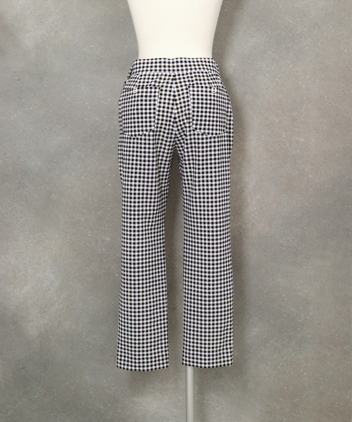 ギンガムチェック柄パンツ後(ブラック)