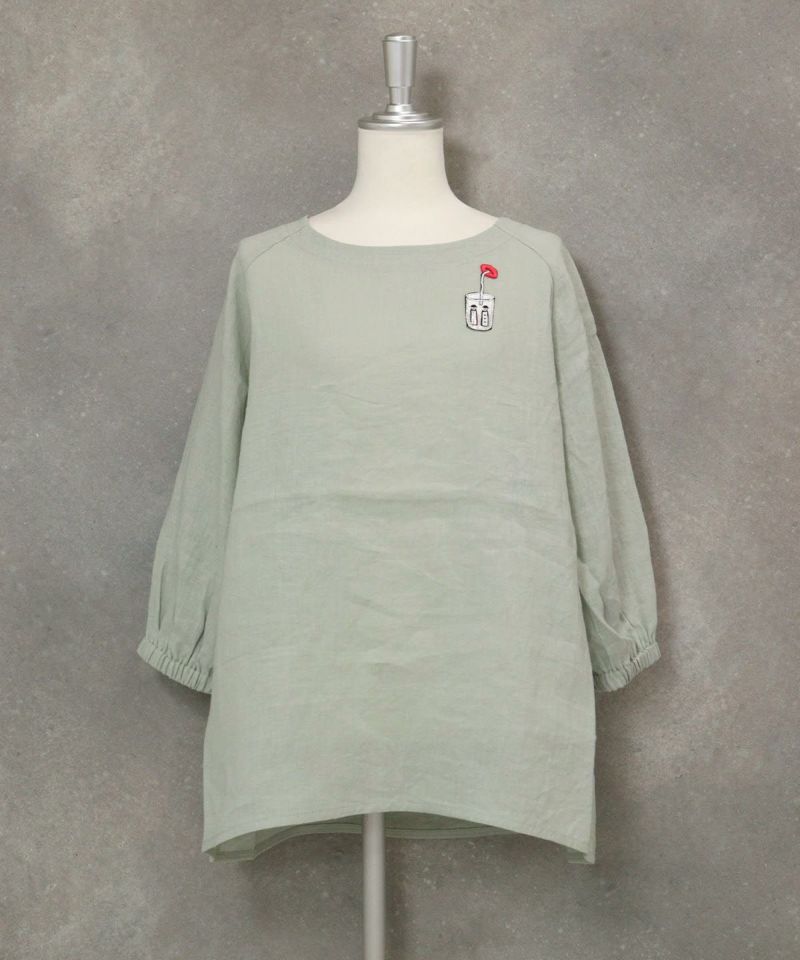 麻100％刺繍ワッペンチュニック|スタジオピッコーネ - ゴルフウェアや