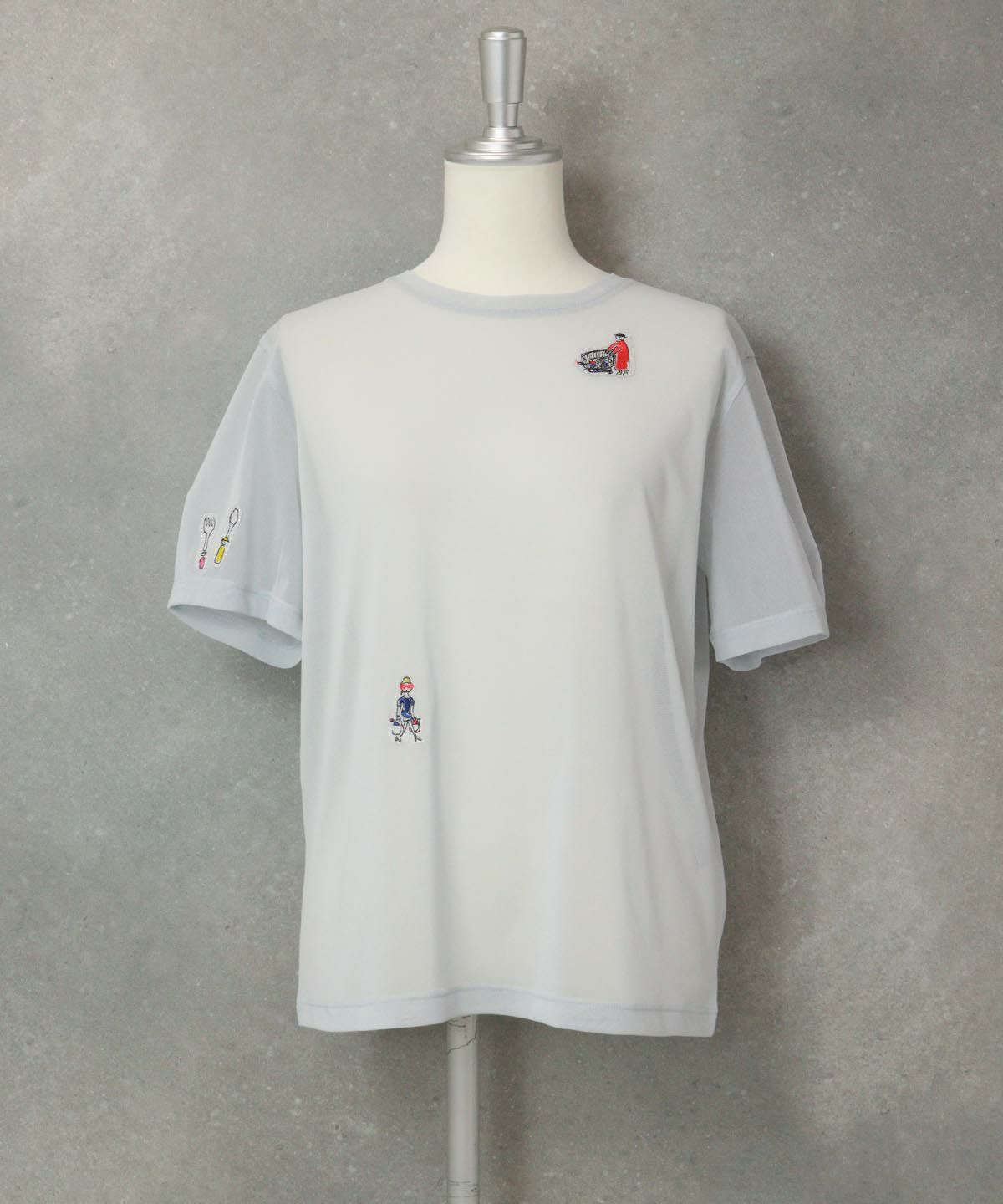 シアー素材半袖プルオーバー（ライトグレー）