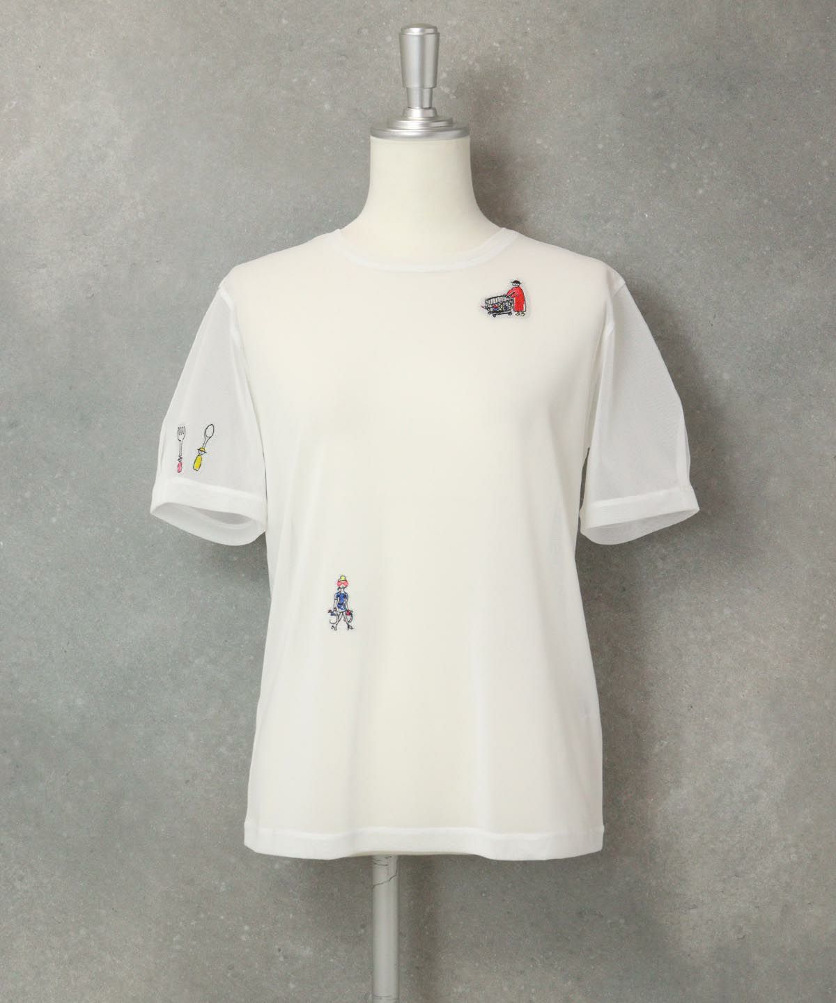 シアー素材半袖プルオーバー（ホワイト）